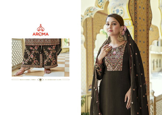 Leela By Aroma Premium Silk Embroidered Palazzo Readymade Suits Orders In India 